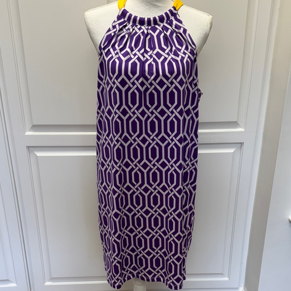 Mud Pie Purple and Yellow Geometric Dress
